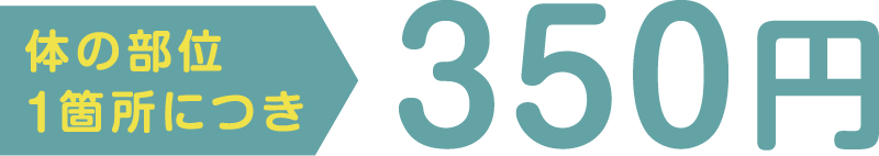 体の部位1箇所につき350円